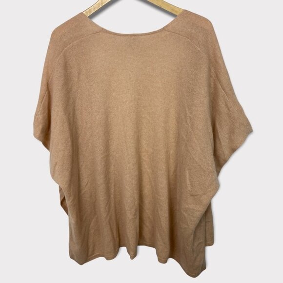 NEW Nordstrom 100% Cashmere Ruana Beige Tan Open Front Cardigan Pockets Minimal - Picture 5 of 13